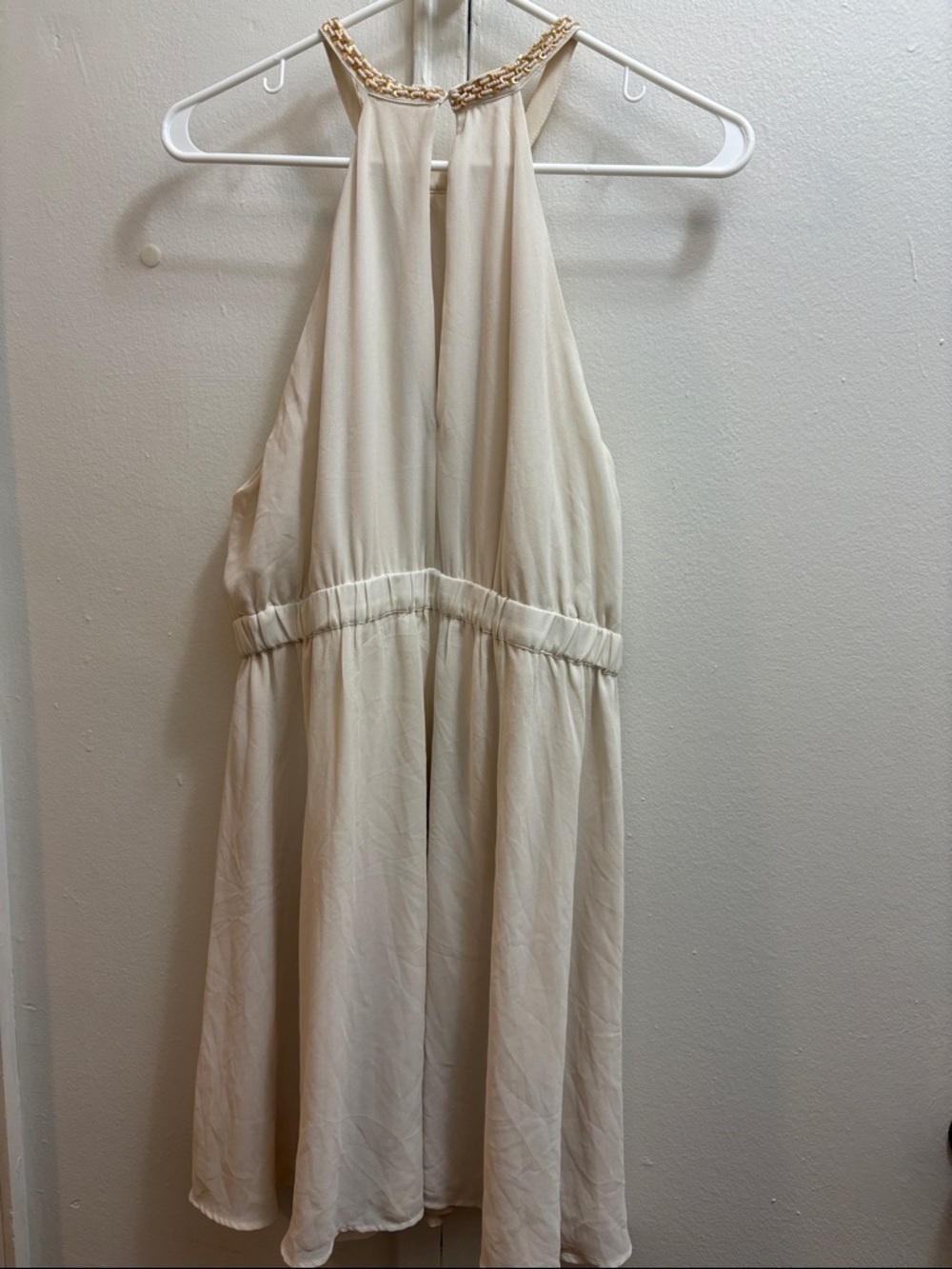 H&M Cream Strapless Dress with Gold Braid Trim Size 12 - Picture 6 of 8